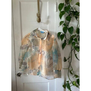 Cece Women’s size large yellow abstract blouse